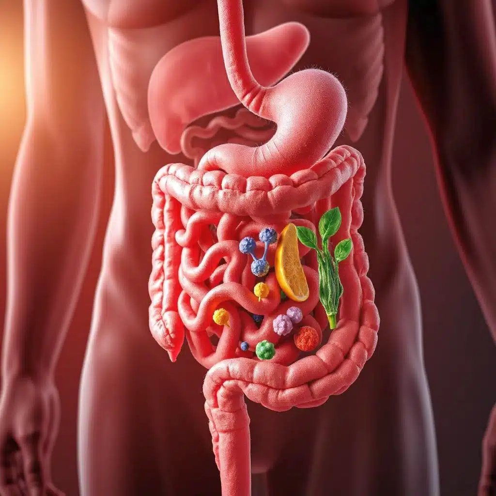 Afbeelding van Bifidobacterium adolescentis, een gram-positieve, anaërobe bacterie in het darmmicrobioom, afgebeeld in een microbiële omgeving in de dikke darm.