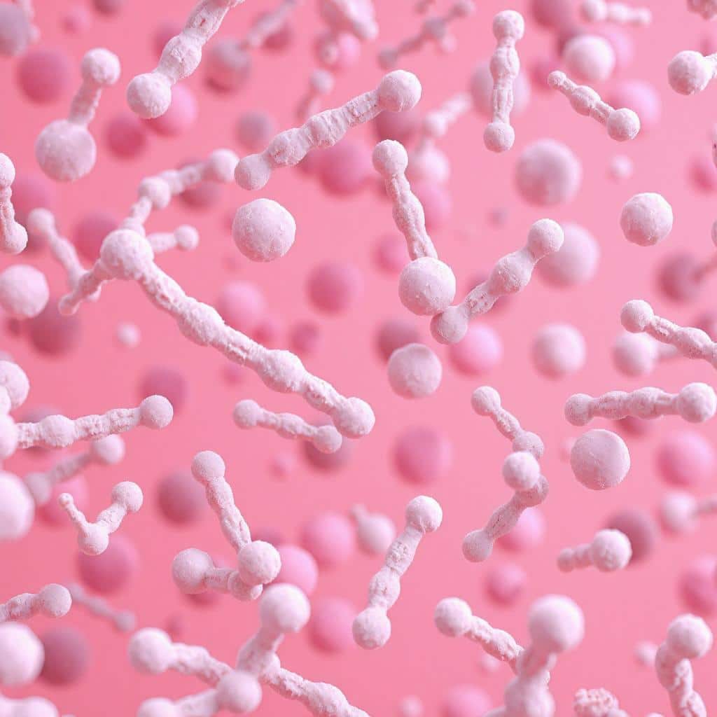 Microscopische weergave van melkzuurbacteriën, specifiek betrokken bij de fermentatie van gefermenteerde zuivelproducten zoals yoghurt.