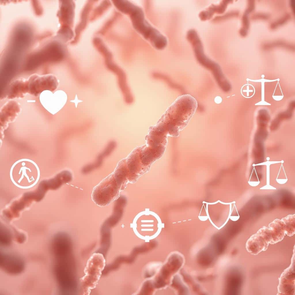 Close-up van Lactobacillus gasseri, een melkzuurbacterie die belangrijk is voor darmgezondheid, gewichtsbeheersing en immunomodulatie.