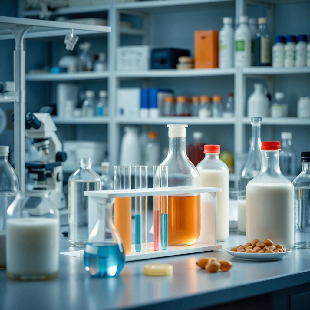 Een illustratie van de werking van lactulose in de darm, waarbij bacteriën fermenteren en korteketenvetzuren (SCFA’s) produceren.