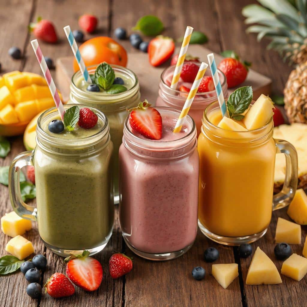 Een illustratie van de synergie tussen Lactobacillus plantarum en beta-glucanen, afgebeeld met ingrediënten zoals haver, paddenstoelen, en gefermenteerde voedingsmiddelen.