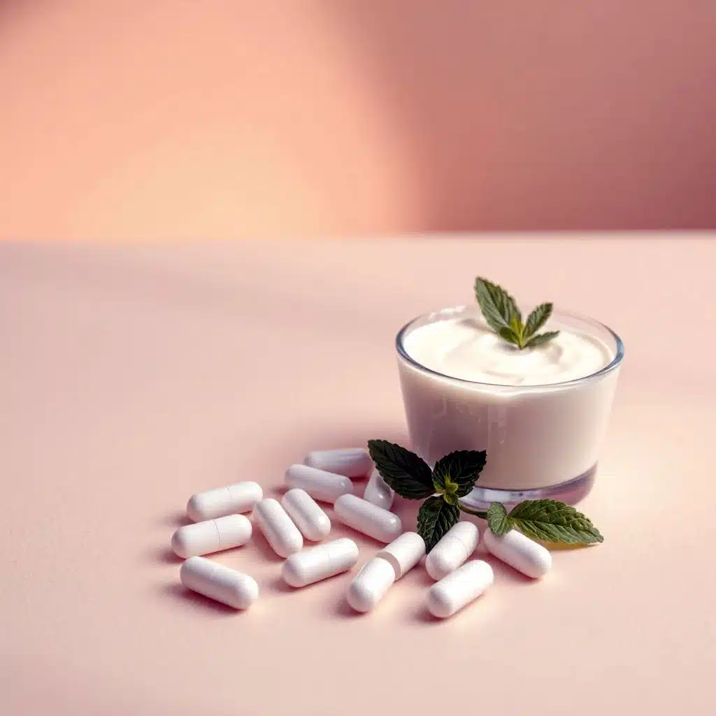 Een close-up van probiotische capsules, die symbool staan voor levende micro-organismen die de darmgezondheid ondersteunen.
